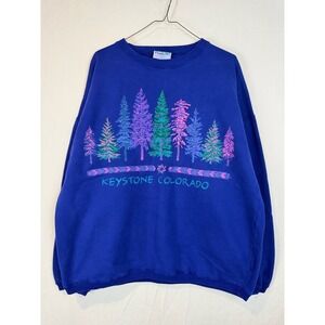 VTG Keystone Colorado Sweatshirt Large Purple/Blue Crewneck Made In USA ICanToo